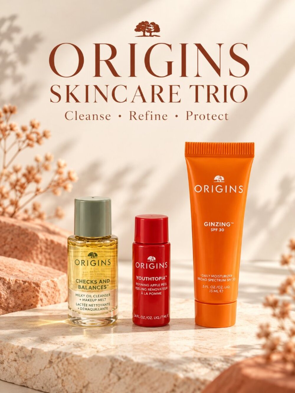 Origins Checks and Balances, Youthtopia & GinZing SPF 30 Mini Trio